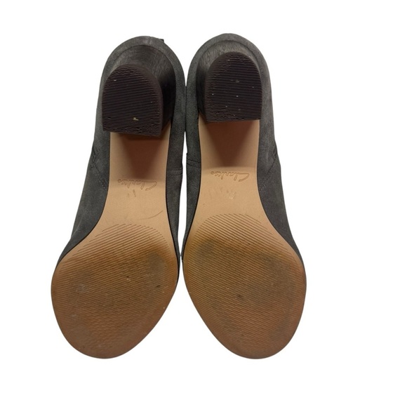 Clarks Womens Spiced River Ankle Boots Booties Gray Suede Mid High Zip Strap 10 - Picture 7 of 8